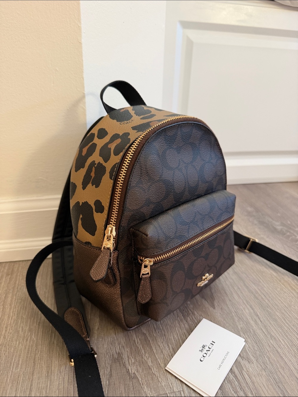 Coach Mini Backpack in Brown Signature Canvas with Gold Accents - Picture 2 of 9